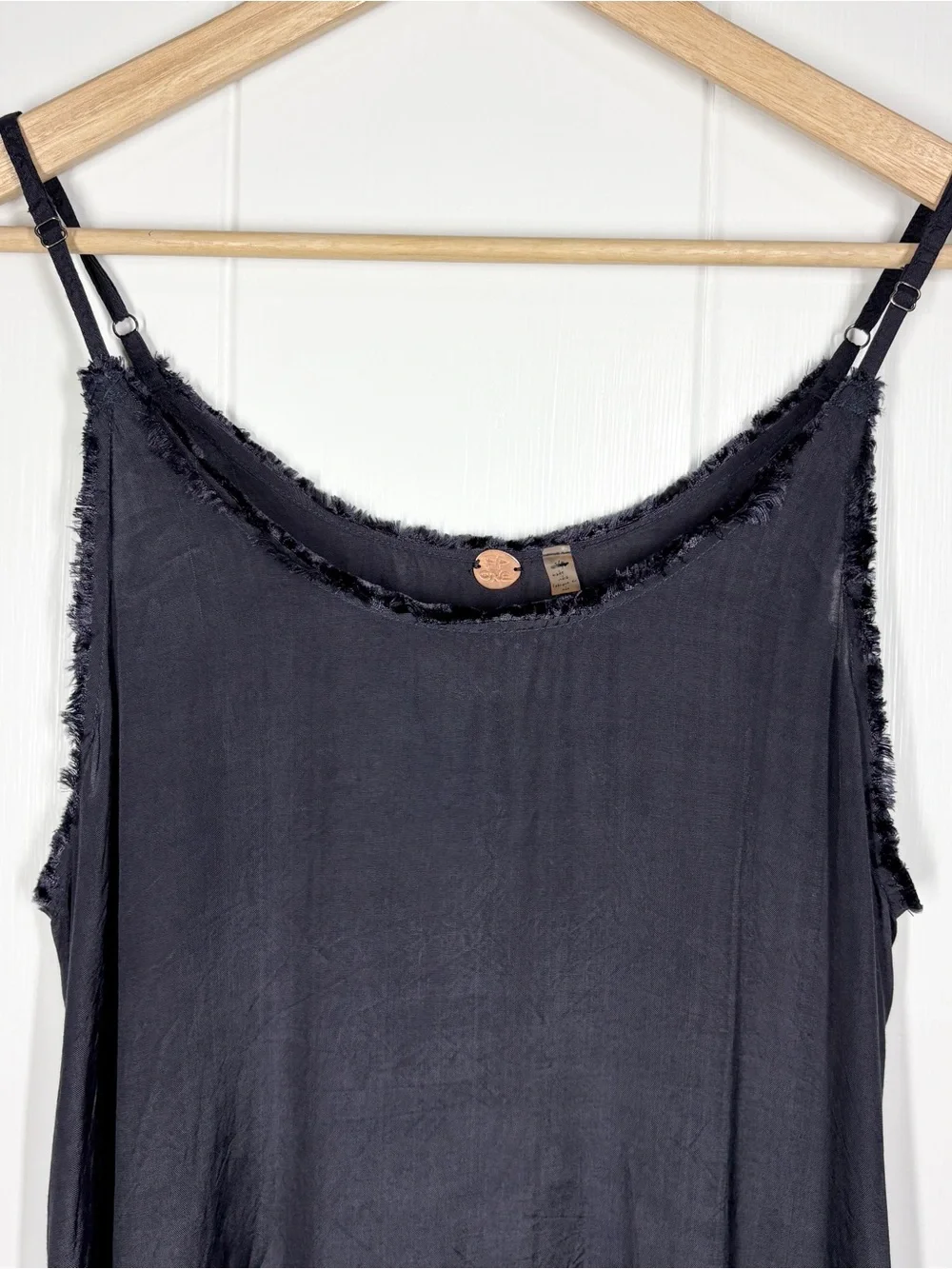 Free People Women’s Raw Edge Frayed Cami Size Small Navy Blue